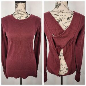 Lululemon Sweatshirt Top S/M Long Sleeve Crisscross Open Back Thmbholes Burgundy